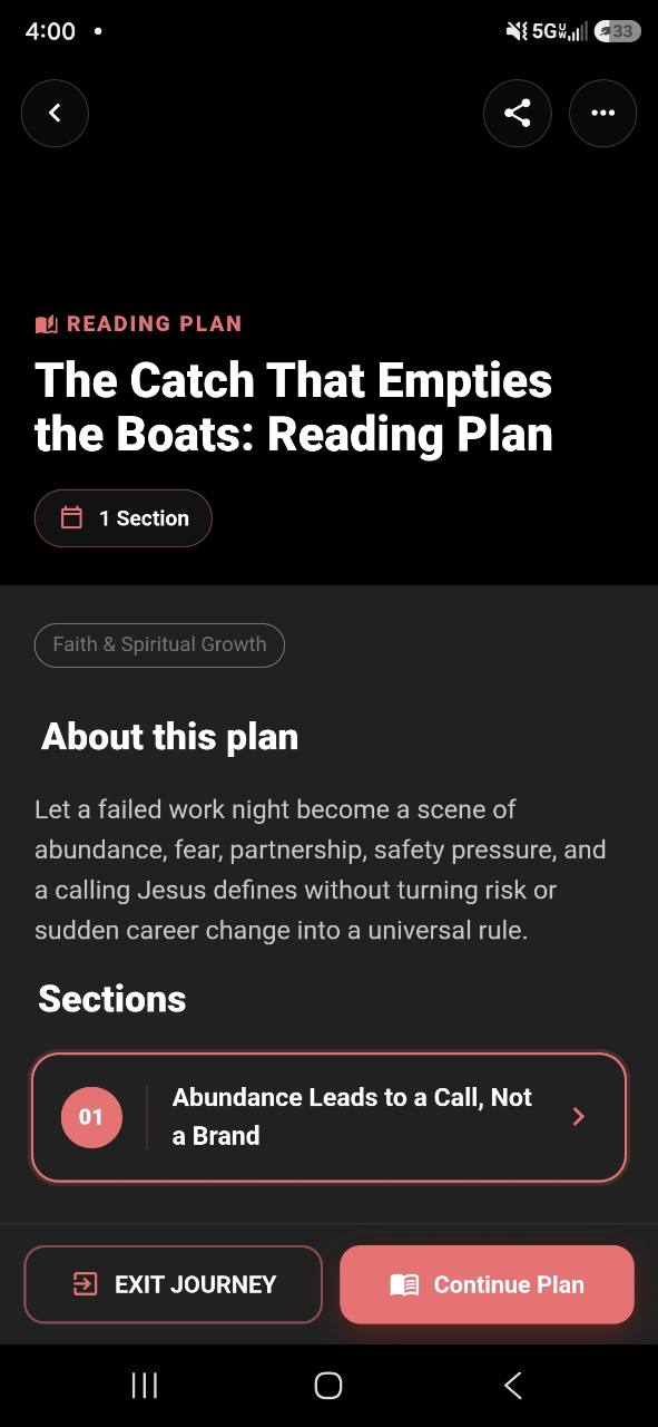 A Bible reading plan displayed in the Crimson app
